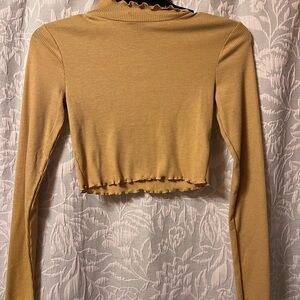 Double Zero Mustard Yellow Long Sleeve Cropped Top NWOT